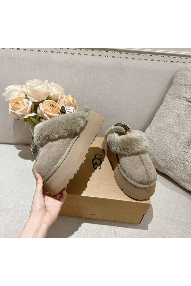 UGG Замшевые женские слиперы с мехом Funkette Platform