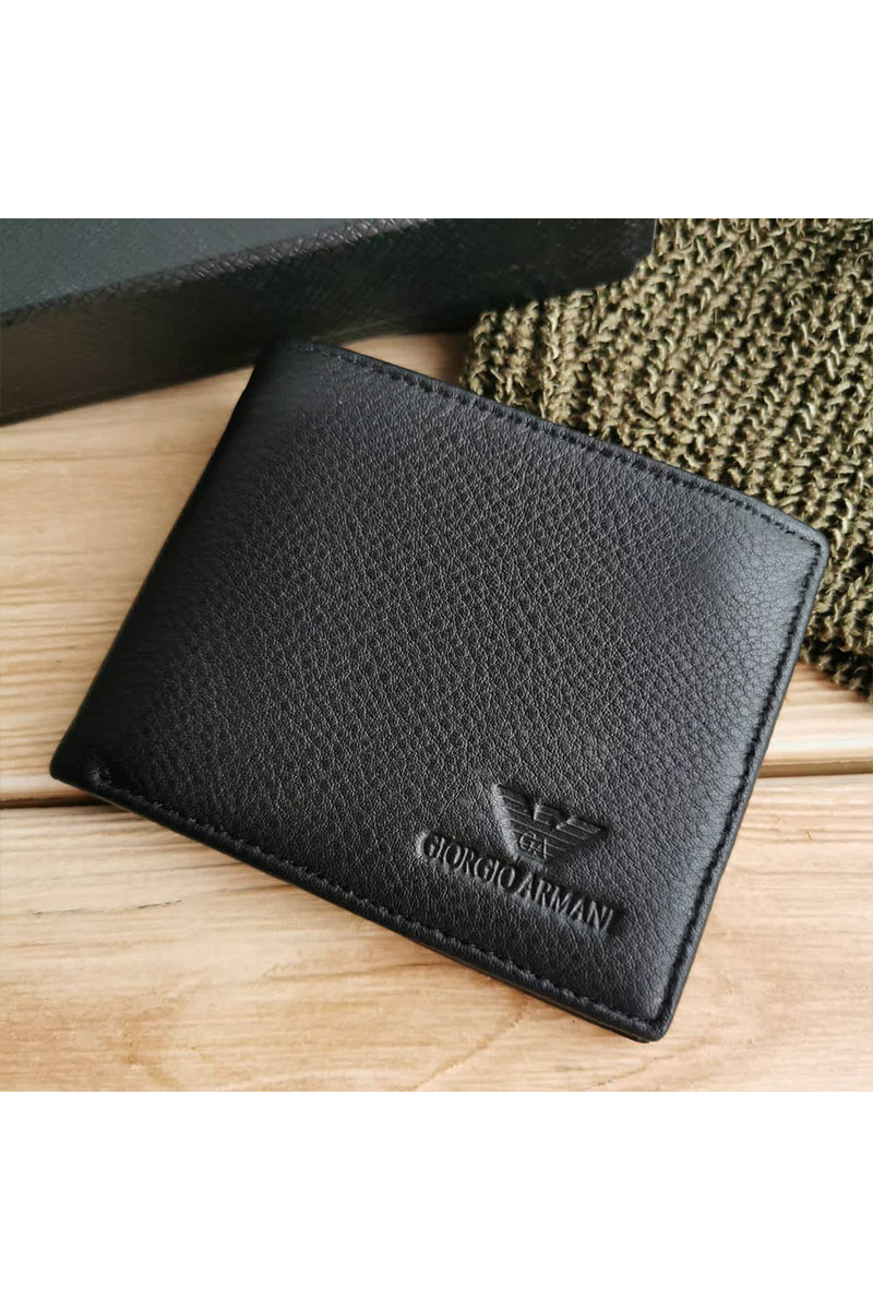 Emporio Armani EA7 Чёрный кожаный кошелёк 