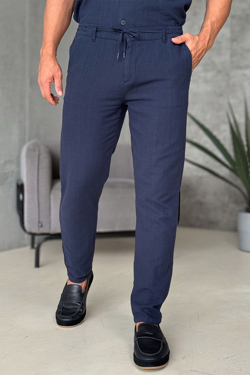 Loro Piana Мужские брюки тёмно-синего цвета