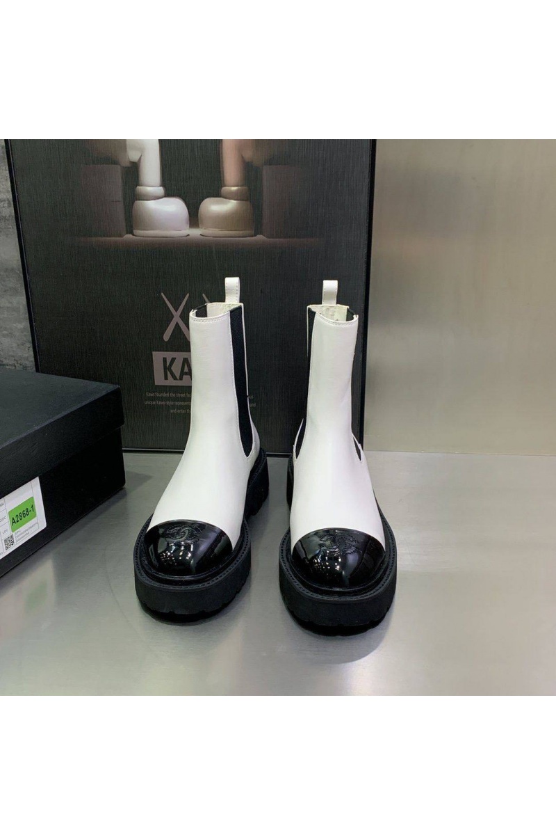 Chаnеl Женские кожаные сапоги Cruise premium - White / Black