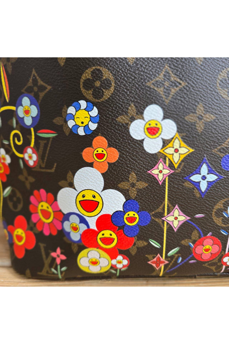 Lоuis Vuittоn Кожаная сумка Takashi Murakami Neverfull MM 33x29 см