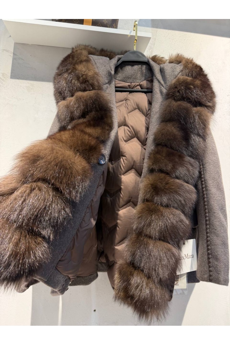Max Mara Женское пальто с натуральным мехом premium