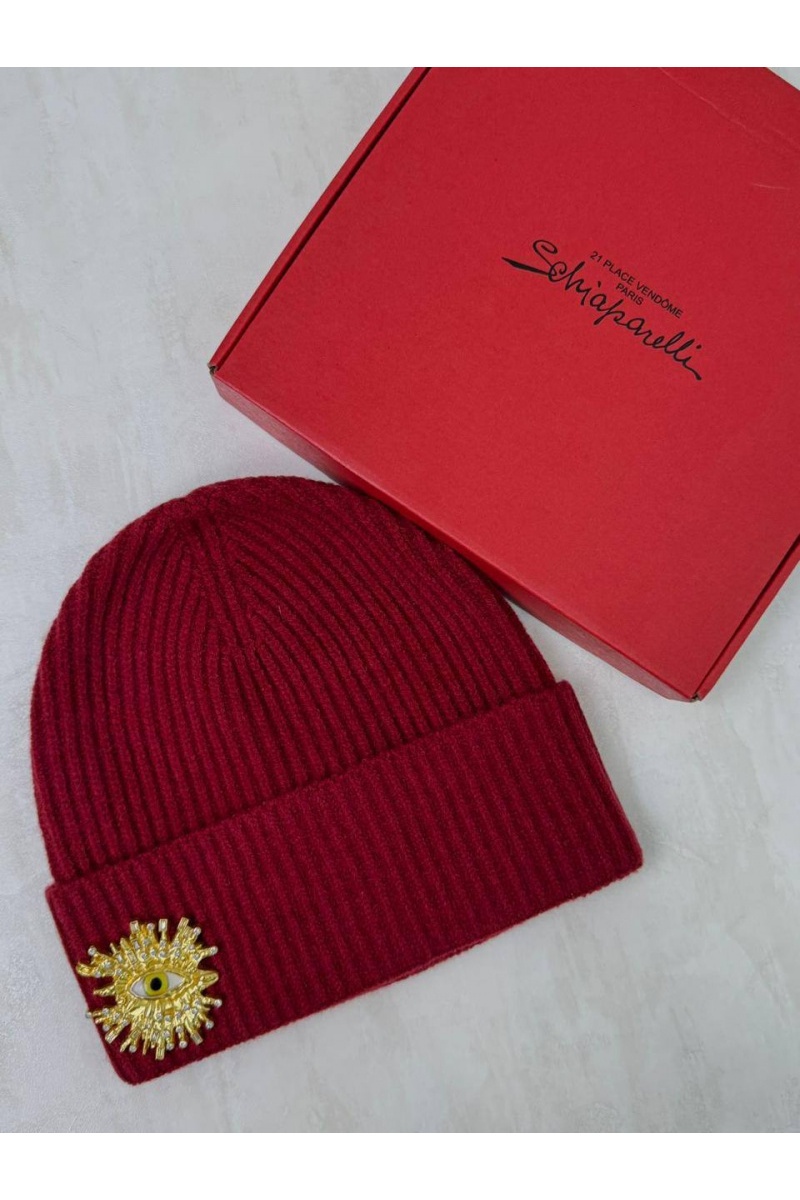 Schiaparelli Женская шапка со съемной брошью Premium - Red
