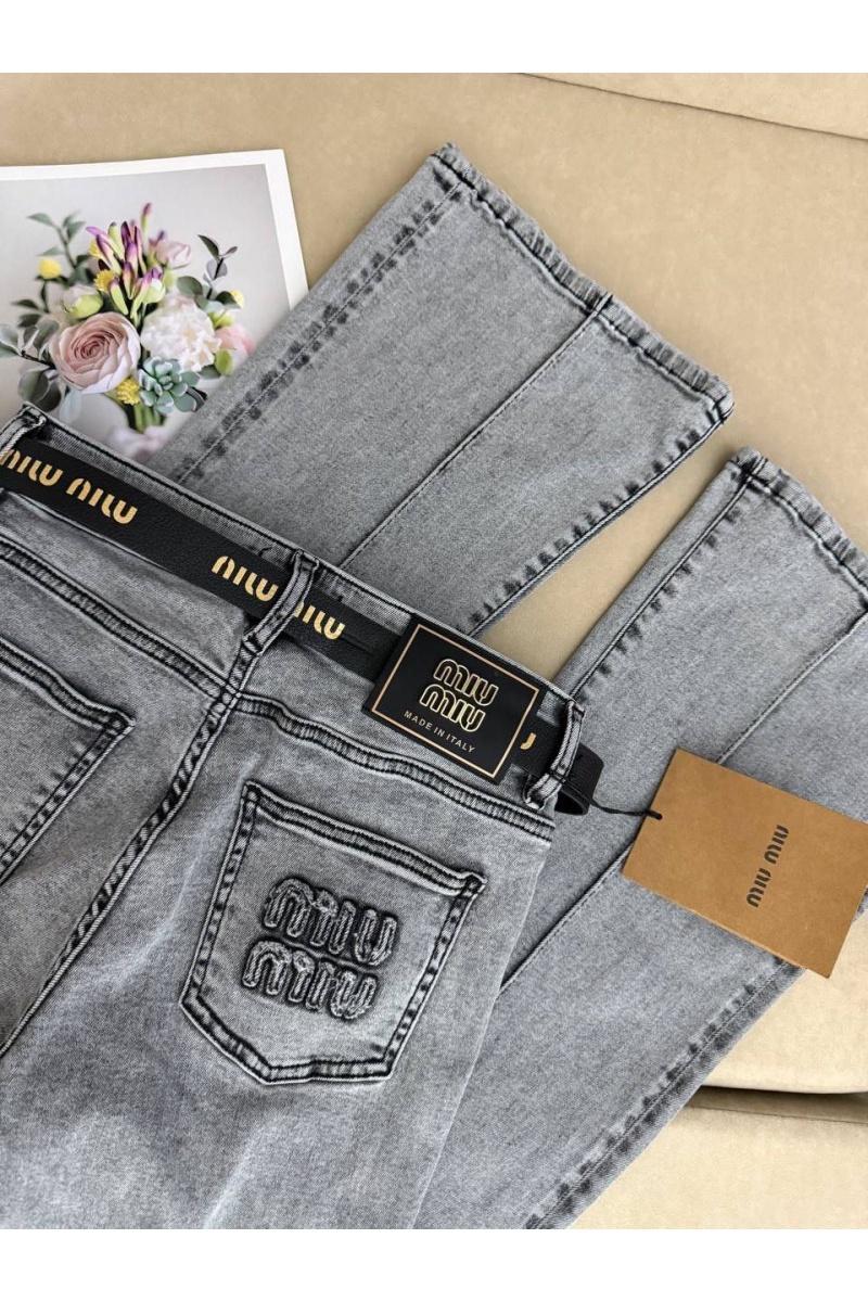 MIU MIU Синие женские джинсы клёш premium