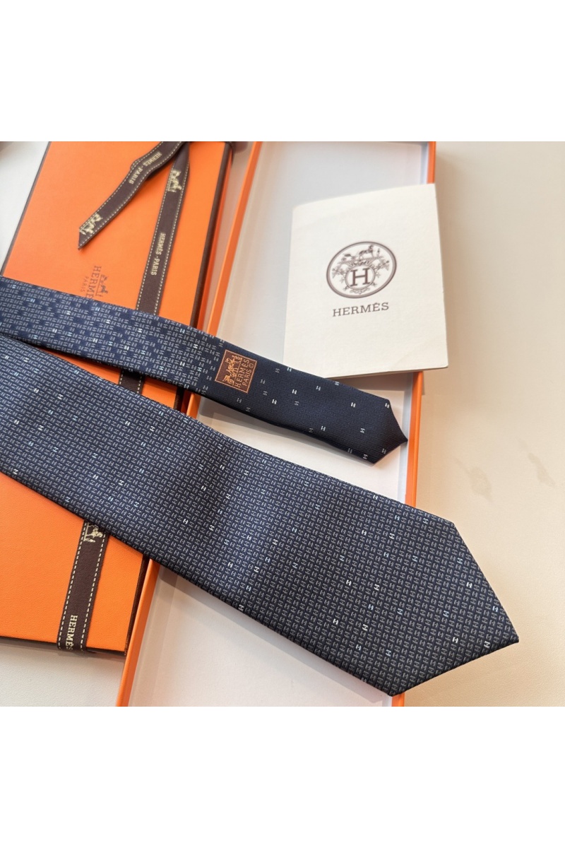 Hermes Галстук geometric logo-print premium - Navy