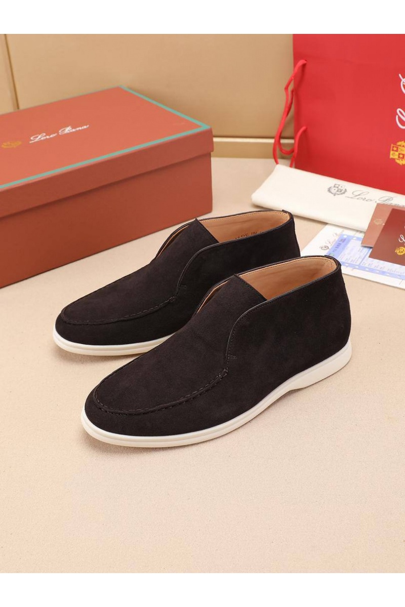 Loro Piana Замшевые лоферы с меховой стелькой Open Walk - Brown