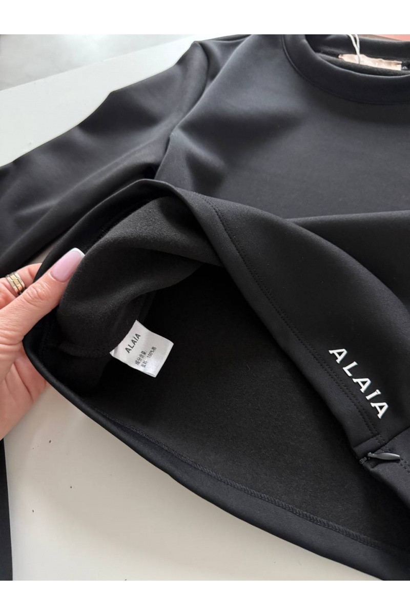 Designer Clothing Женский лонгслив на флисе чёрного цвета Alaia