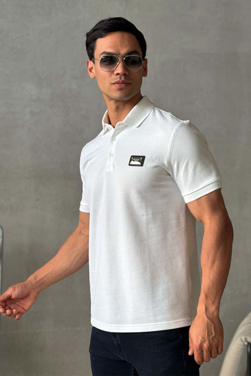 Dоlсе & Gаbbаnа Мужское белое поло logo-plaque