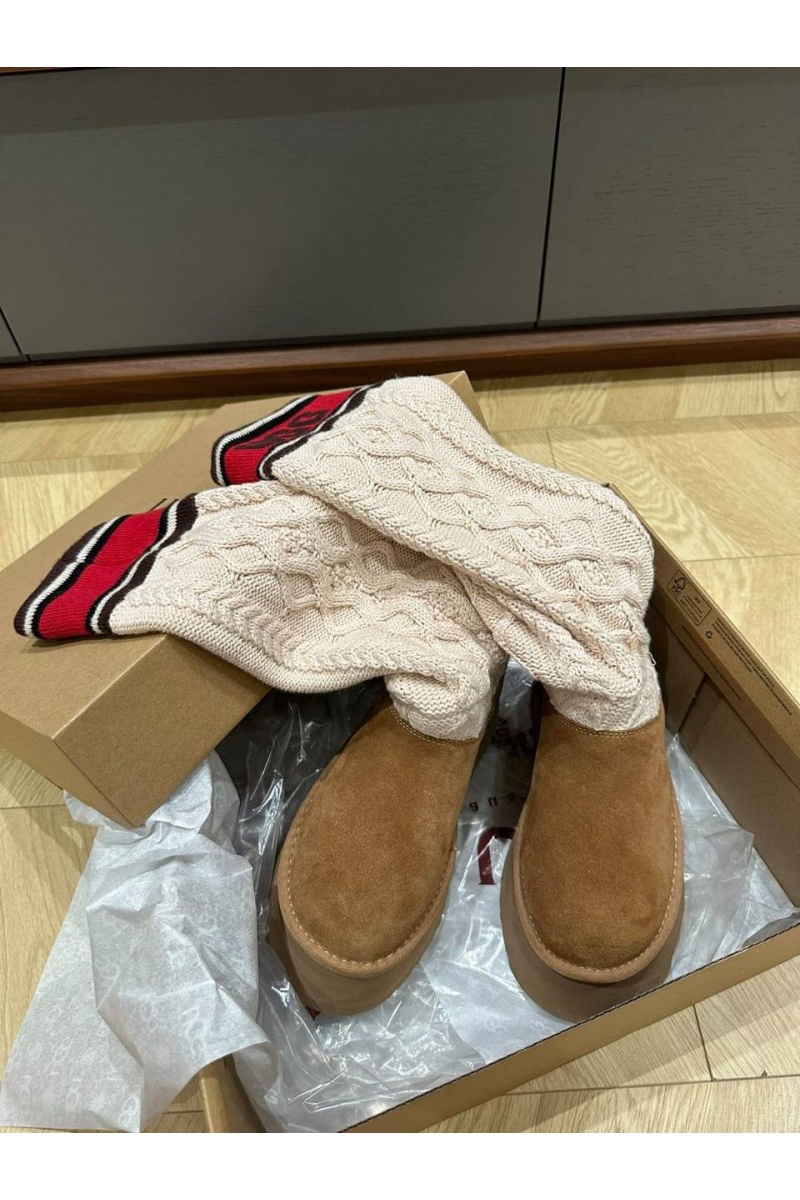 UGG Женские сапоги Classic Sweater Letter - Chestnut