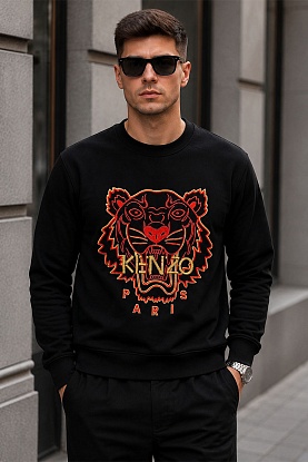 Чёрный мужской свитшот Tiger Head embroidered