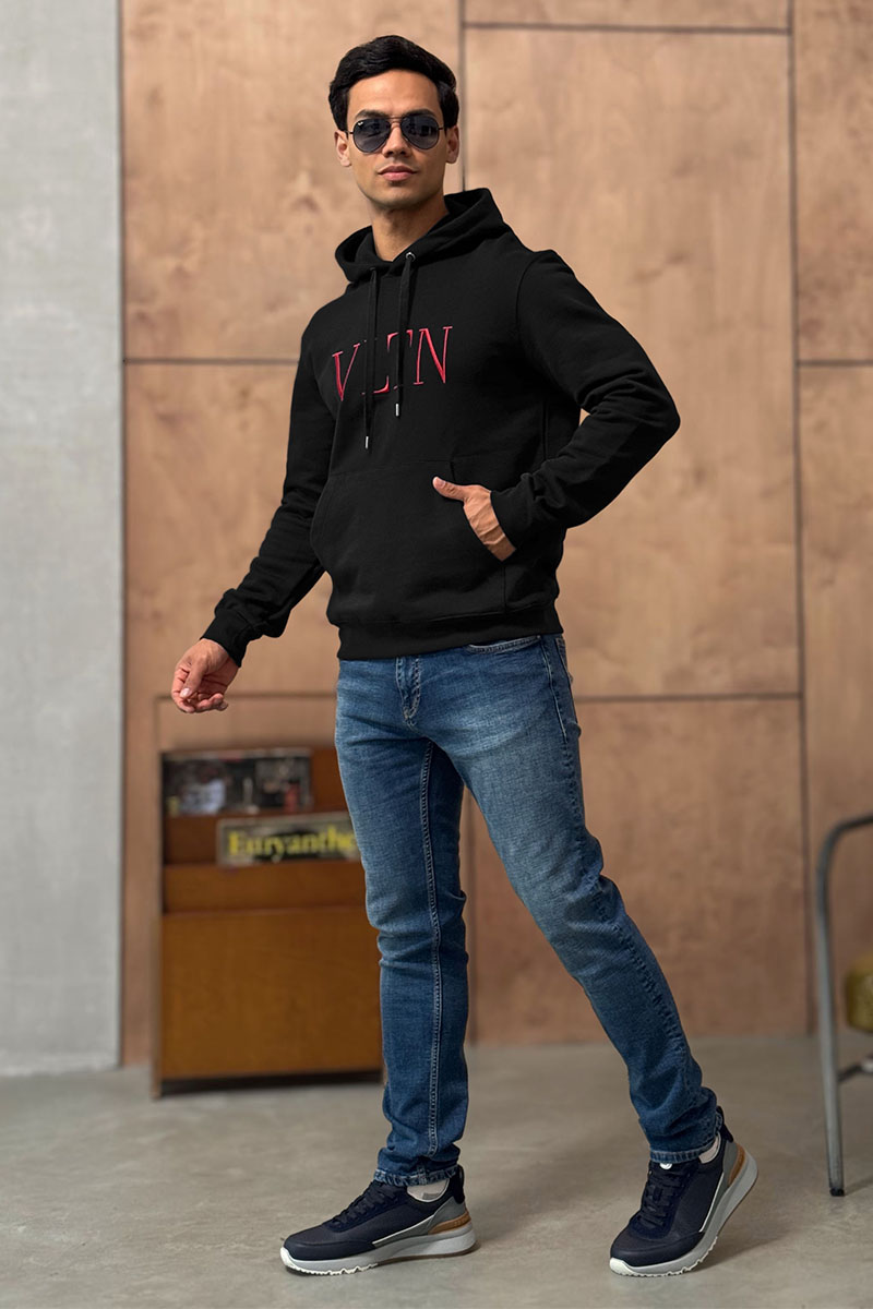 Valentino Мужское чёрное худи logo-embroidered