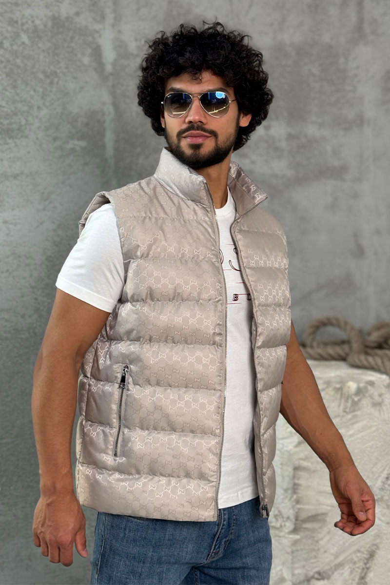 Gucci Мужской бежевый жилет GG monogram