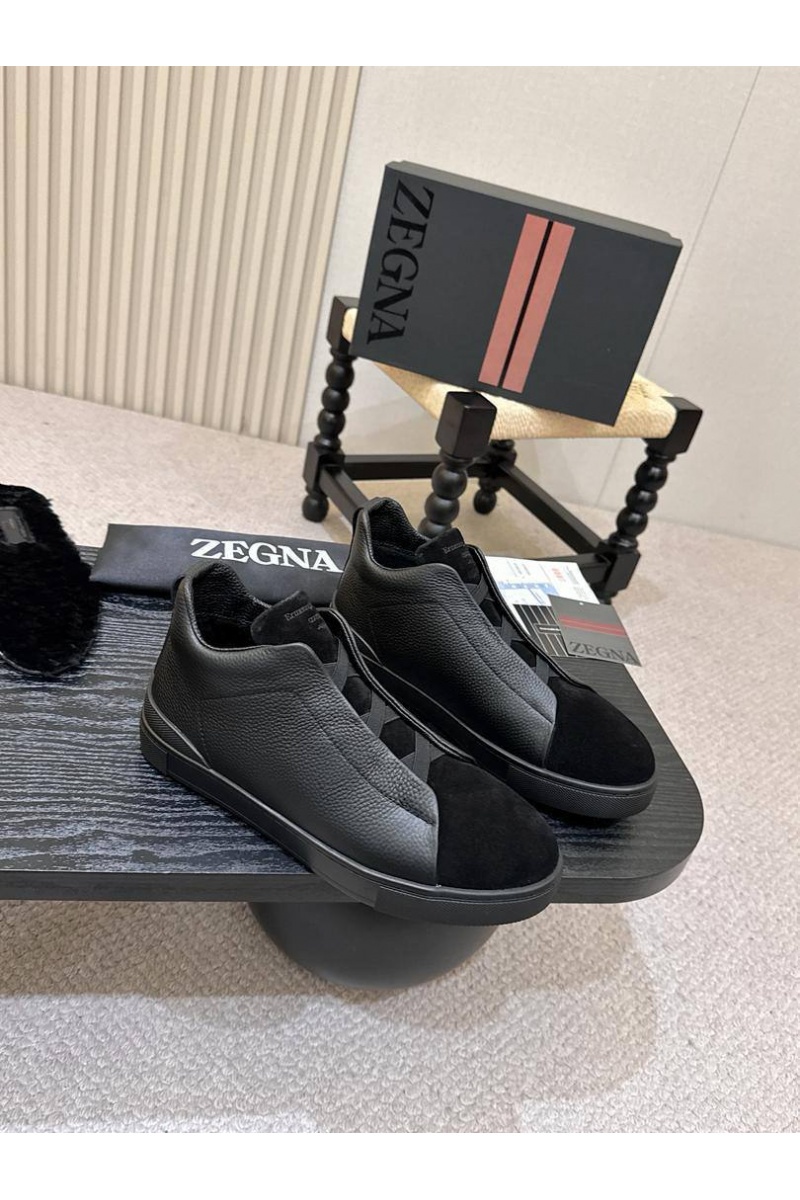 Zegna Кроссовки с мехом Triple Stitch high-top
