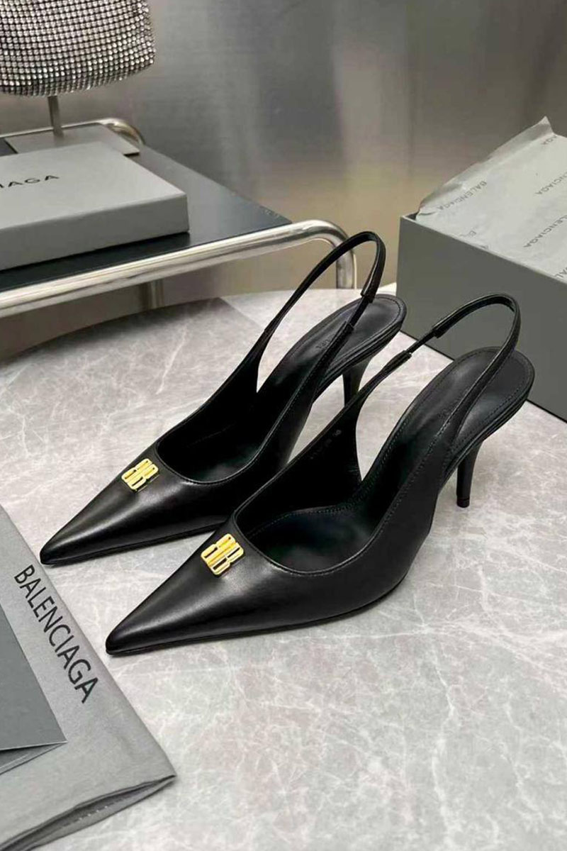 Balenciaga Женские кожаные туфли на каблуке premium