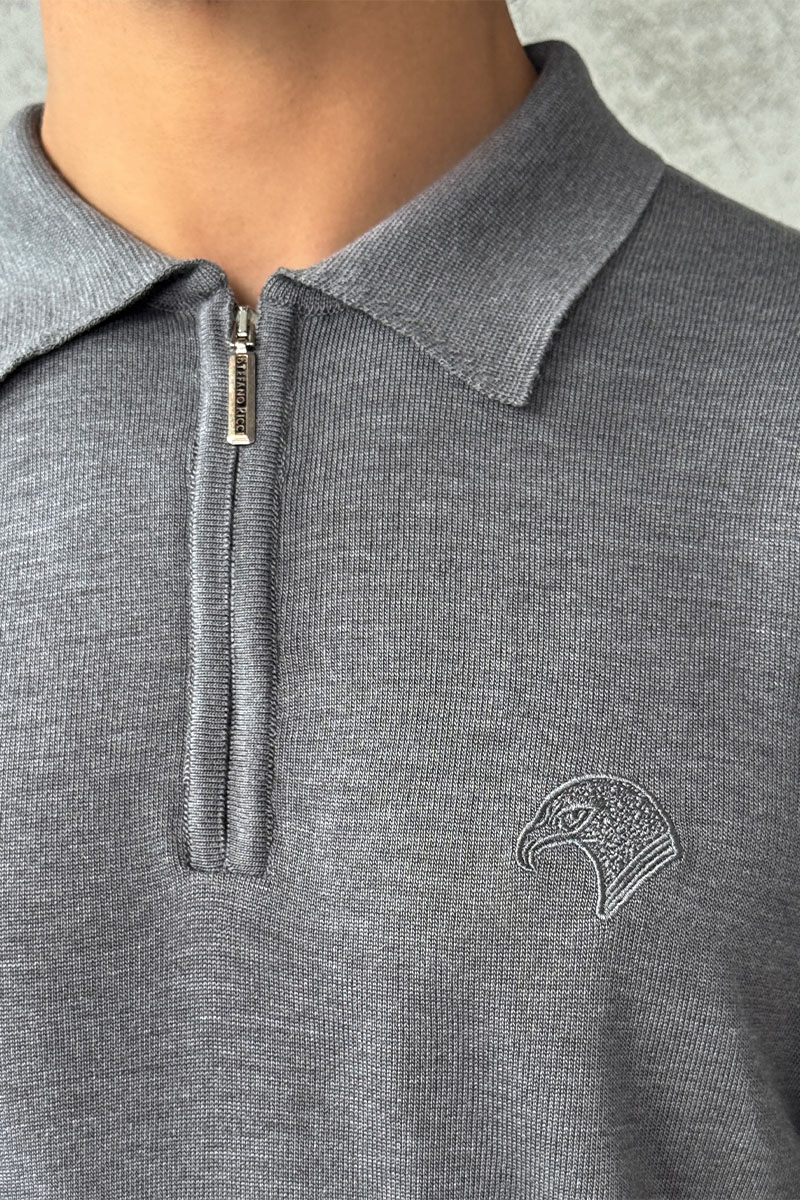 Stеfаnо Riссi Мужское поло Eagle zip-neck - Grey