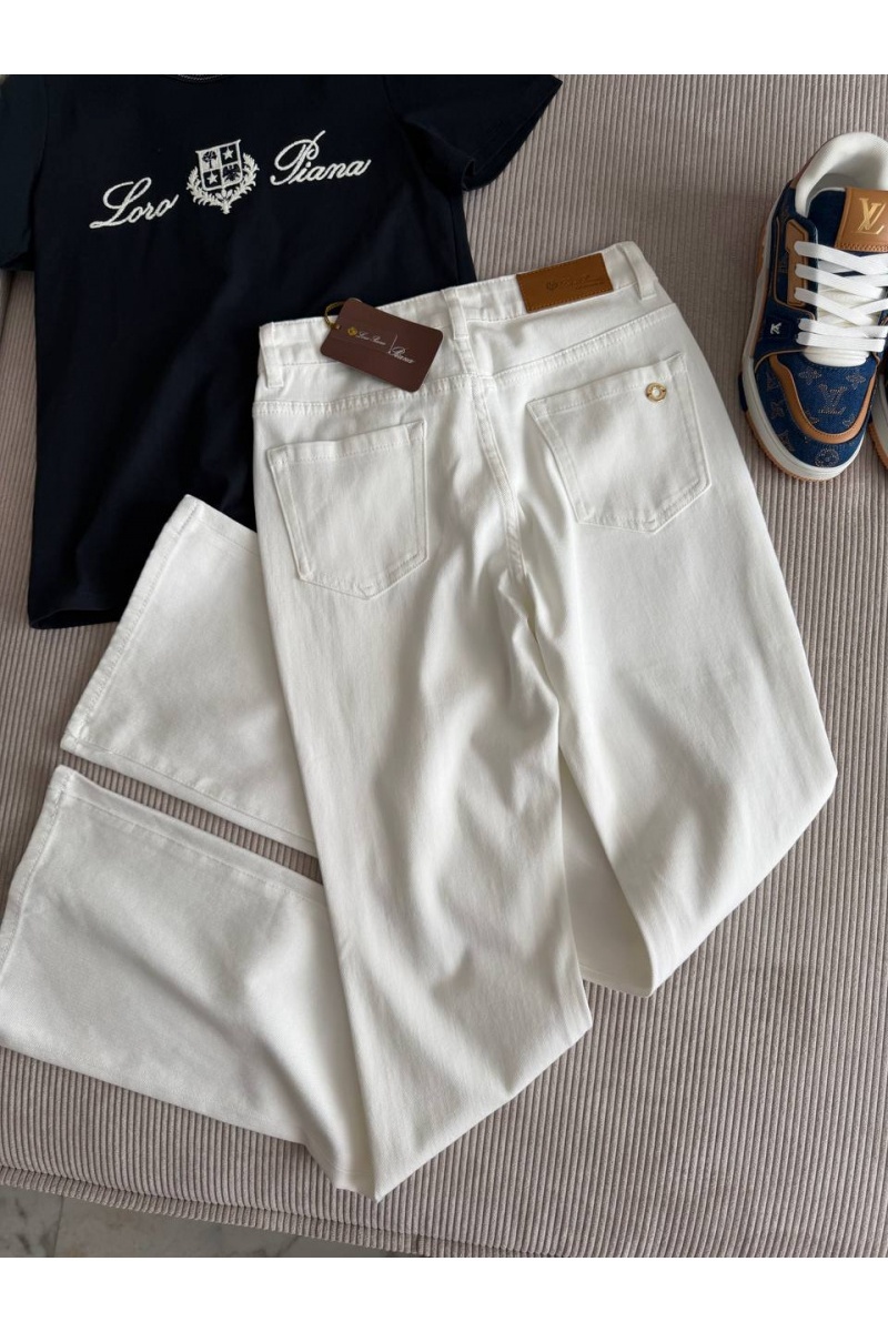 Loro Piana Белые женские джинсы клёш premium