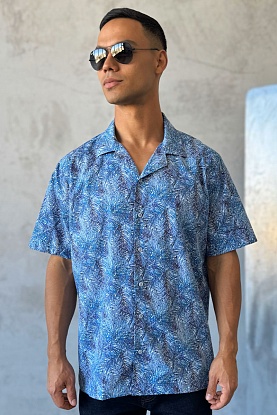 Мужская синяя рубашка floral-print 