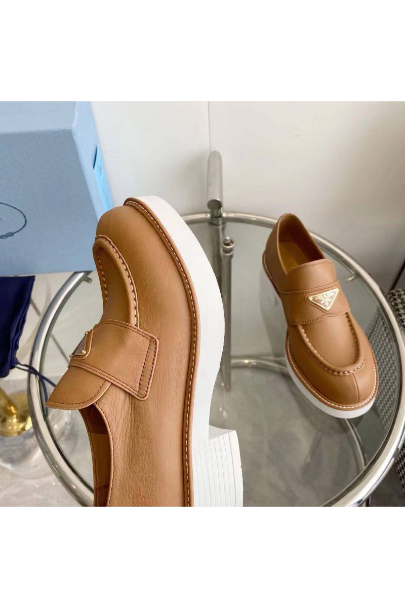 Prada Женские кожаные лоферы Premium - Brown