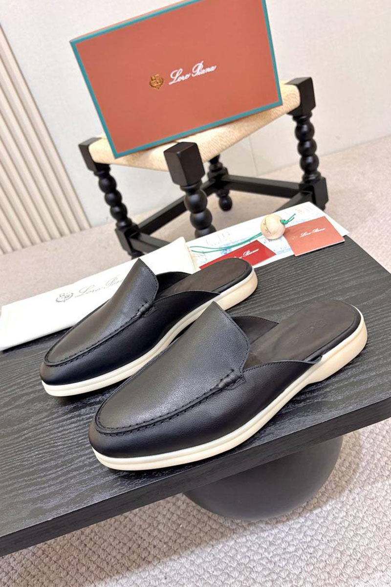 Loro Piana Мужские кожаные шлёпанцы Loro Piana