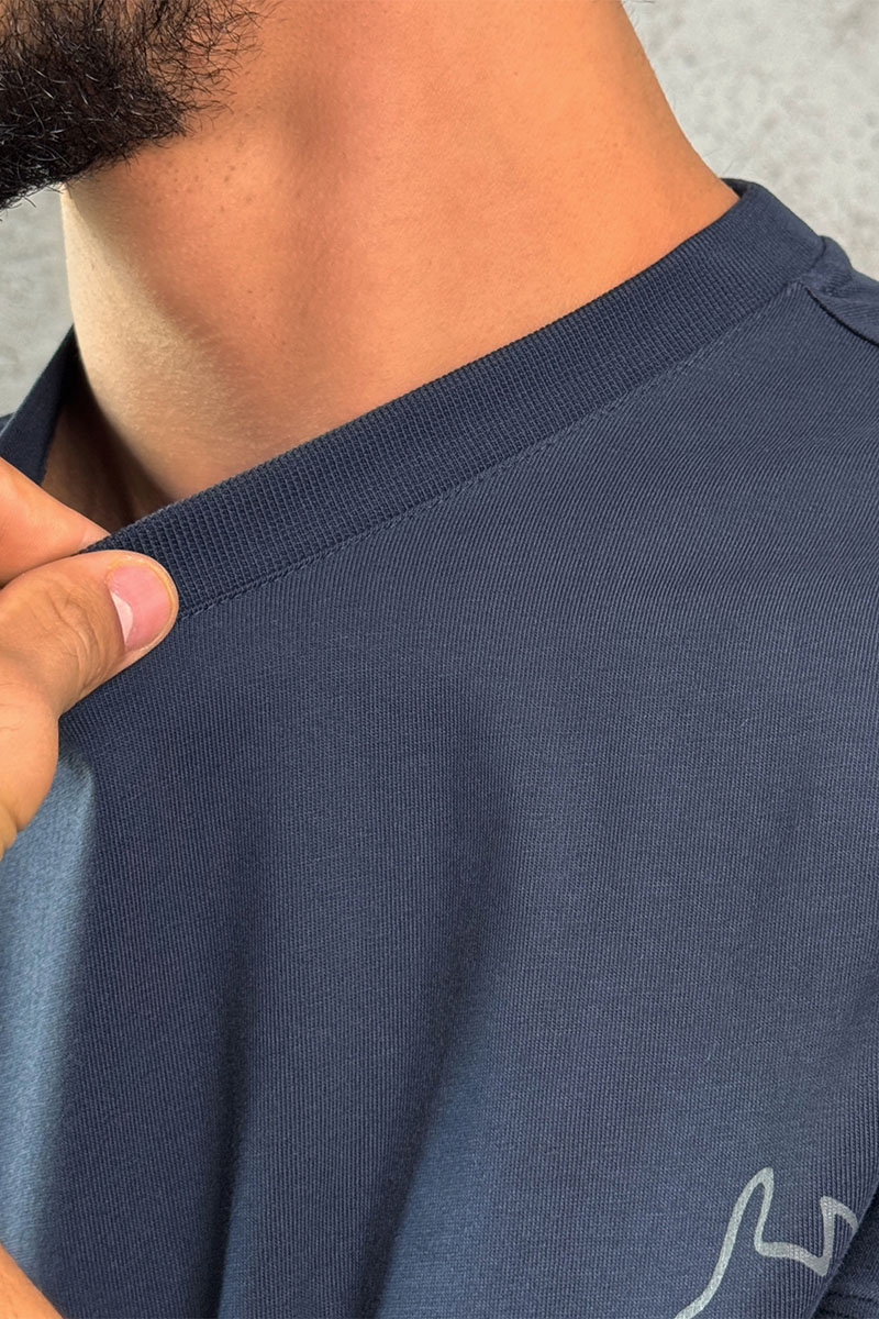 Hermes Мужская тёмно-синяя футболка 