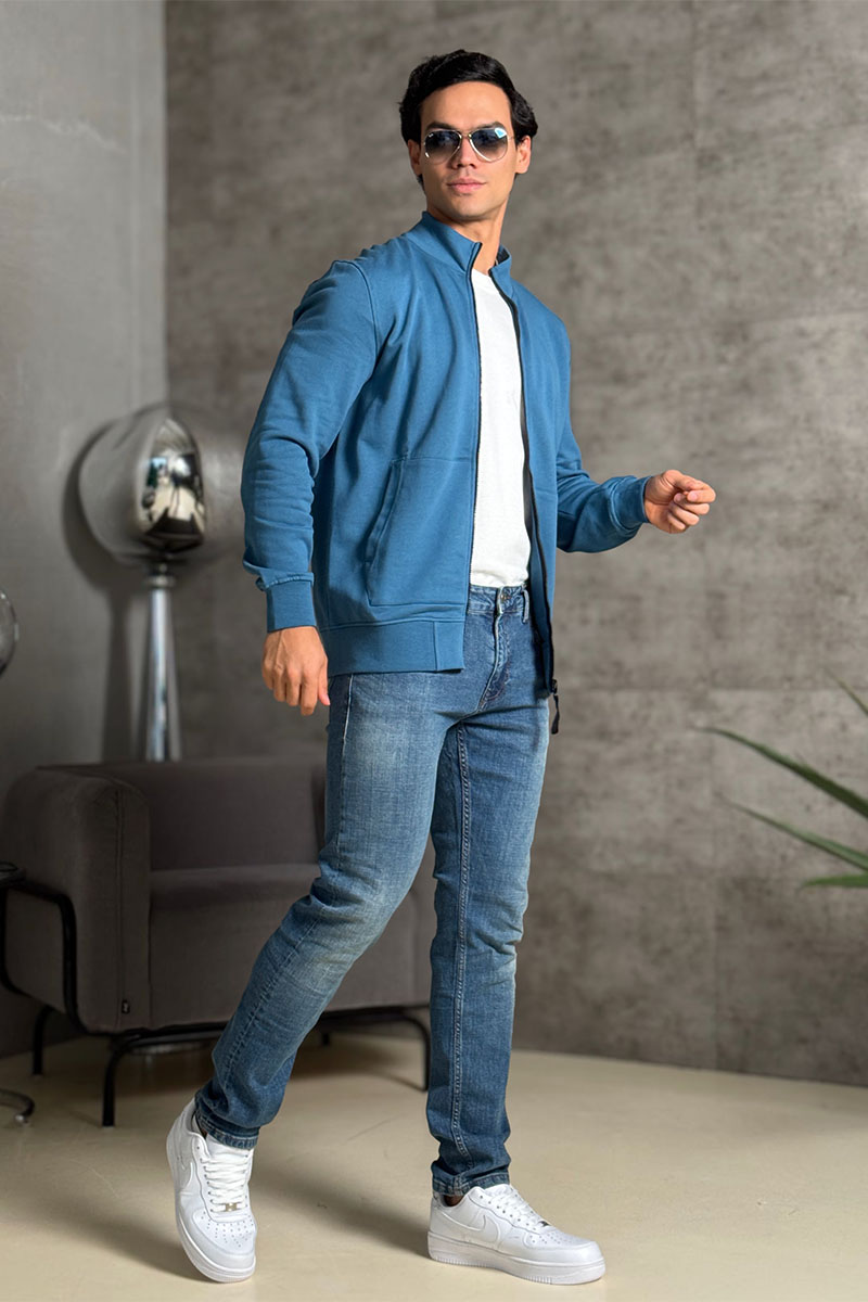 Stone Island Кофта синего цвета Zip-Up Compass-patch