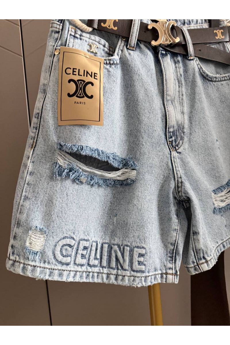 Celine Женские светло-голубые джинсовые шорты premium