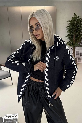 Женский вязанный кардиган на молнии Premium - White