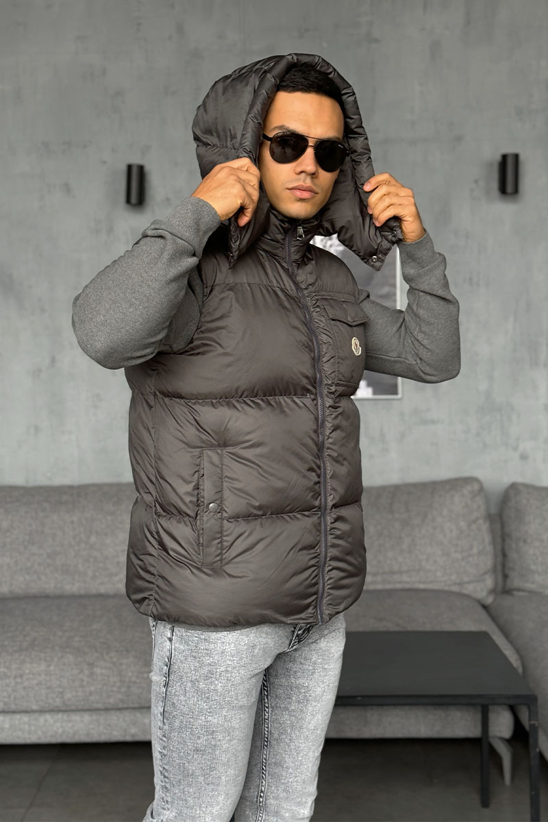 Moncler Мужской серый жилет logo-patch 