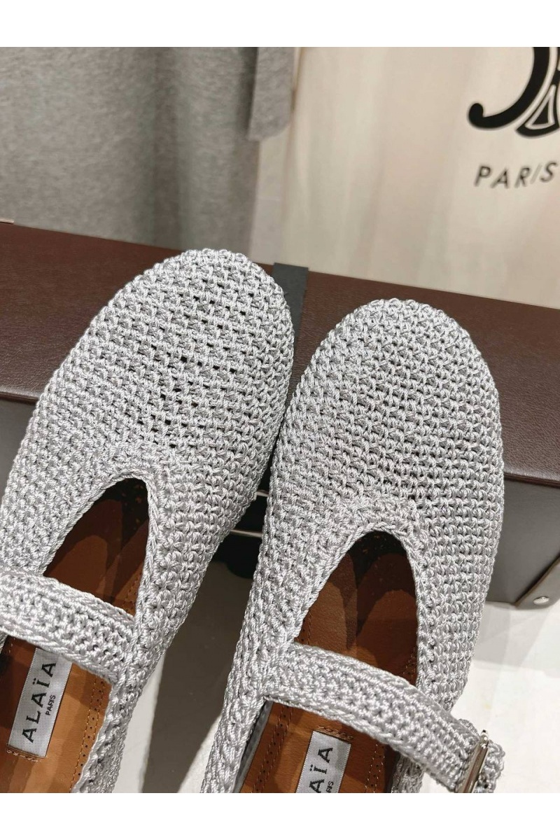 Designer Clothing Женские плетёные балетки ALaia Premium - Grey