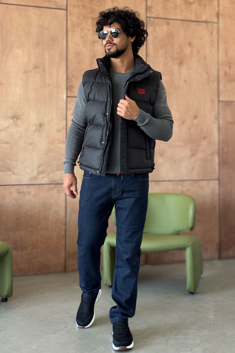 Hugо Воss Мужской чёрный жилет 