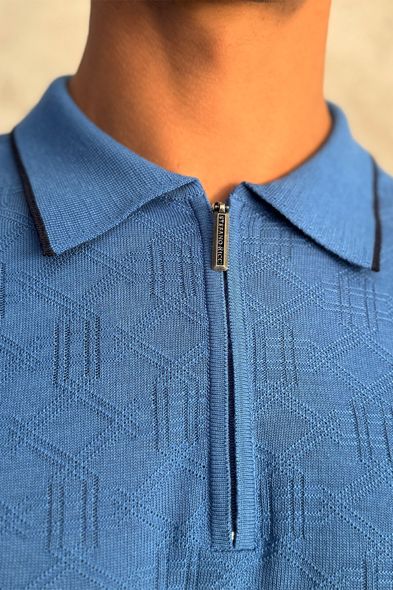 Stеfаnо Riссi Синее поло с длинным рукавом zip-up