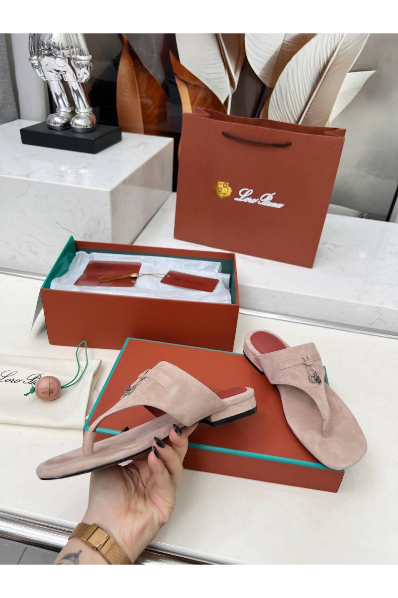 Loro Piana Женские замшевые шлёпанцы Premium - Pink