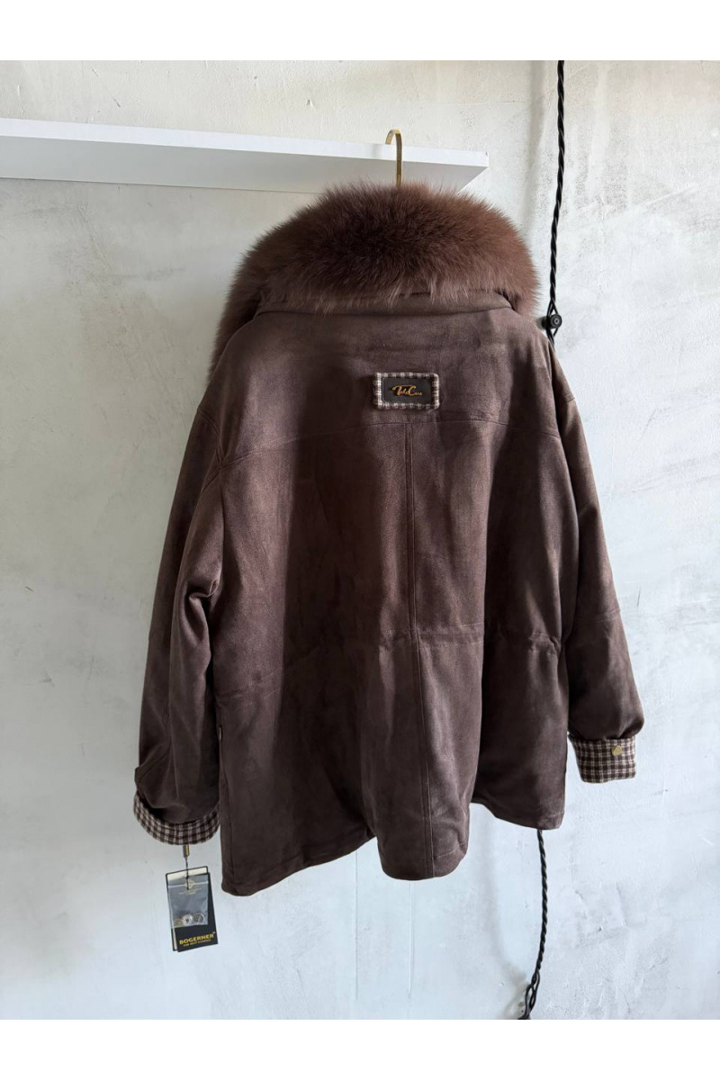 Designer Clothing Женская замшевая парка с натуральным мехом Bogerner premium