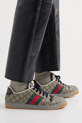 Кожаные кроссовки GG Screener - Grey