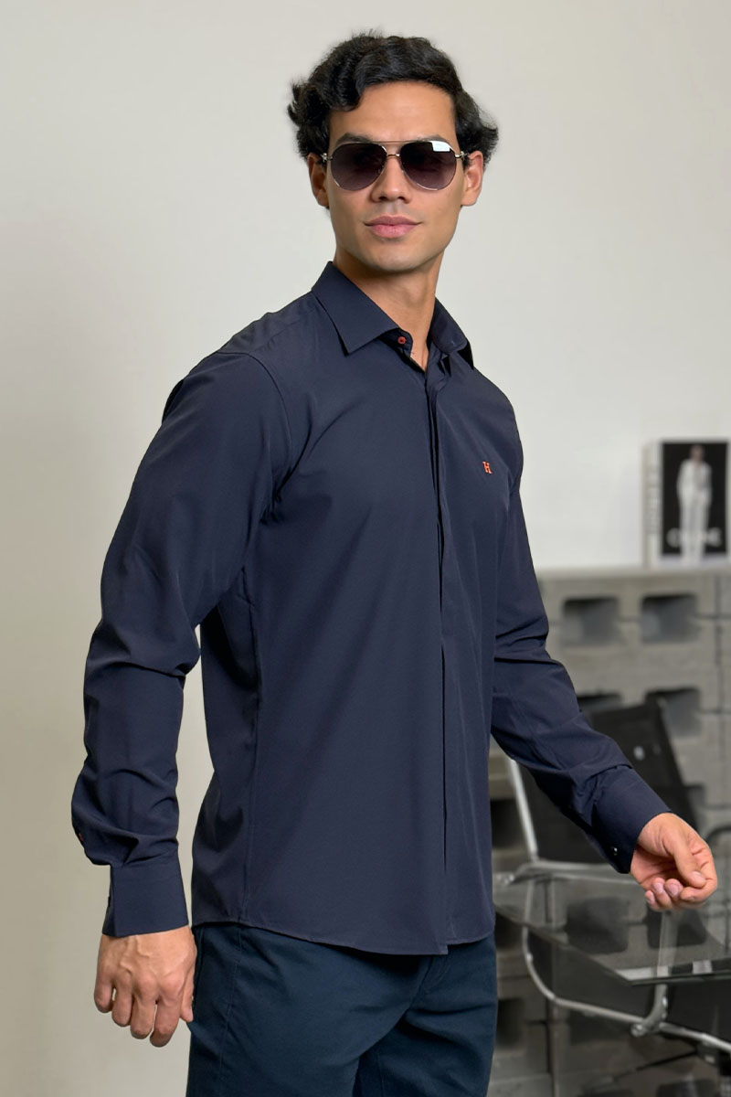 Hermes Мужская рубашка H embroidered - Navy