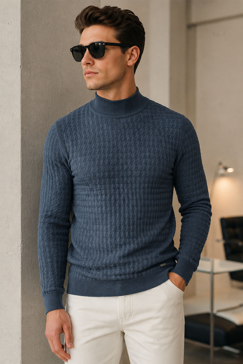 Brioni Мужская водолазка цвета индиго 