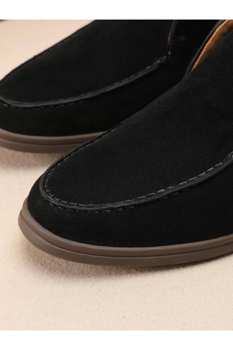 Loro Piana Замшевые лоферы с меховой стелькой Open Walk - Black