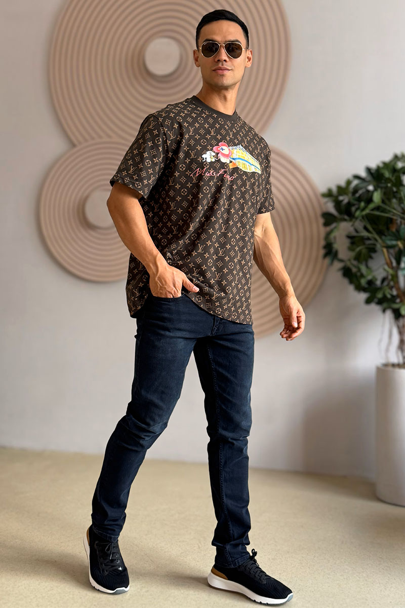 Lоuis Vuittоn Коричневая оверсайз футболка Monogram All-over