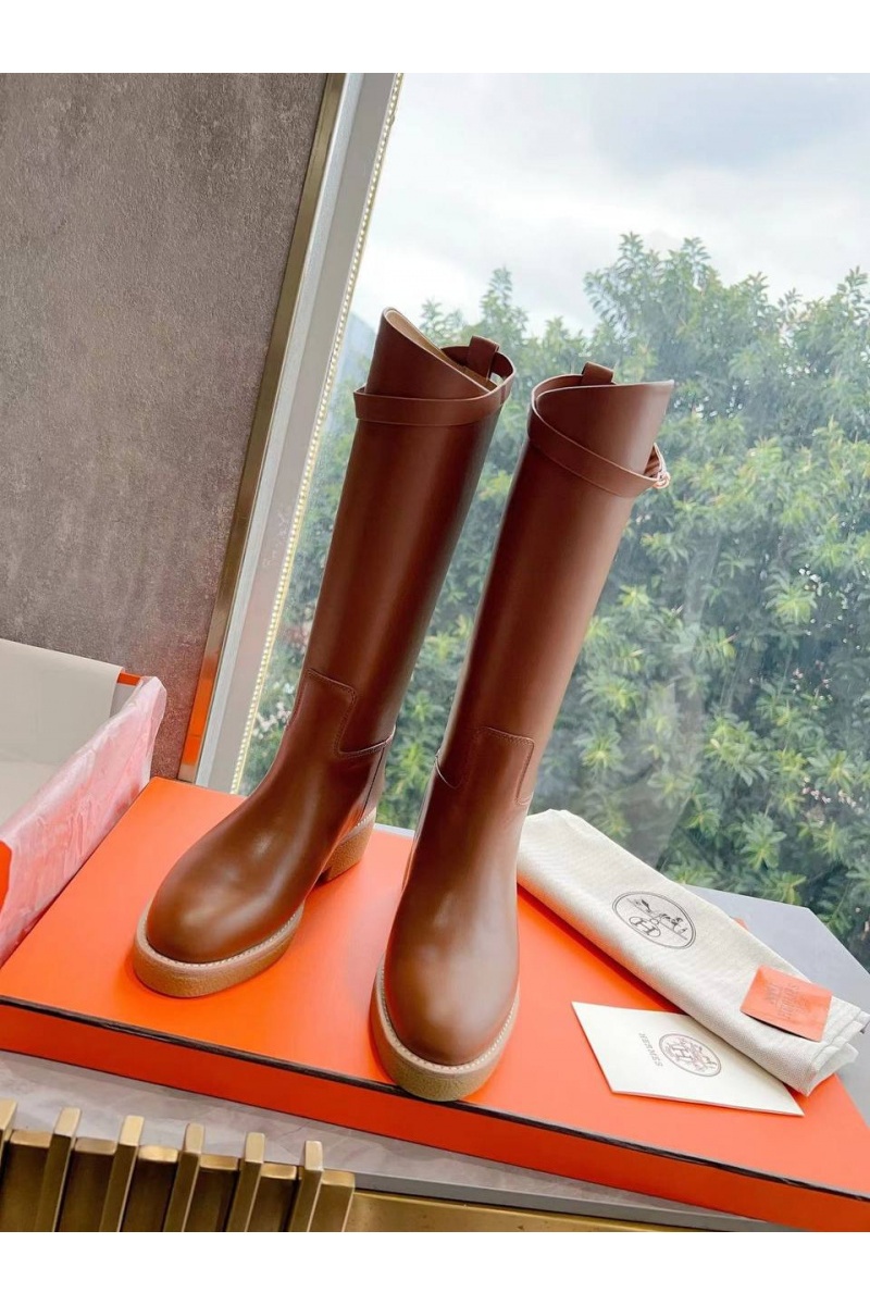 Hermes Женские кожаные сапоги Premium - Brown
