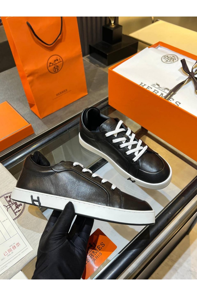 Hermes Женские кожаные кроссовки Premium - Black