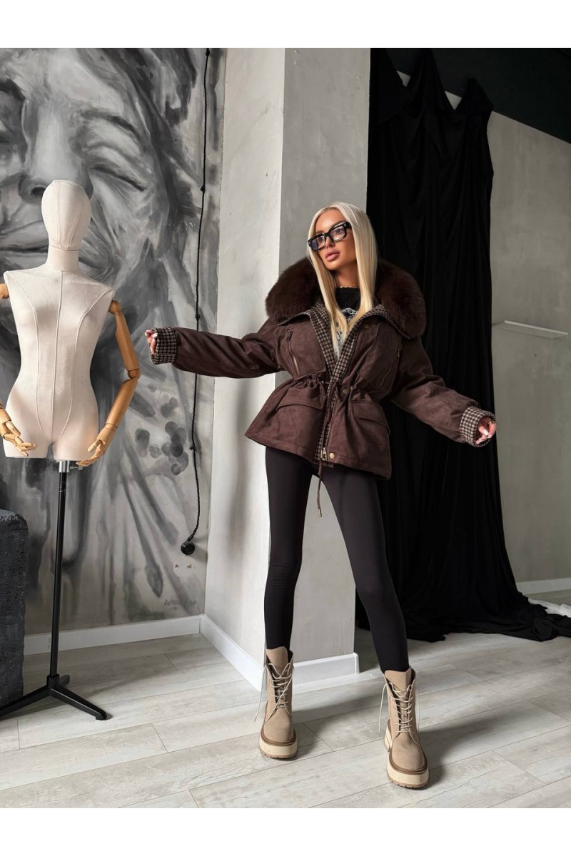 Designer Clothing Женская замшевая парка с натуральным мехом Bogerner premium