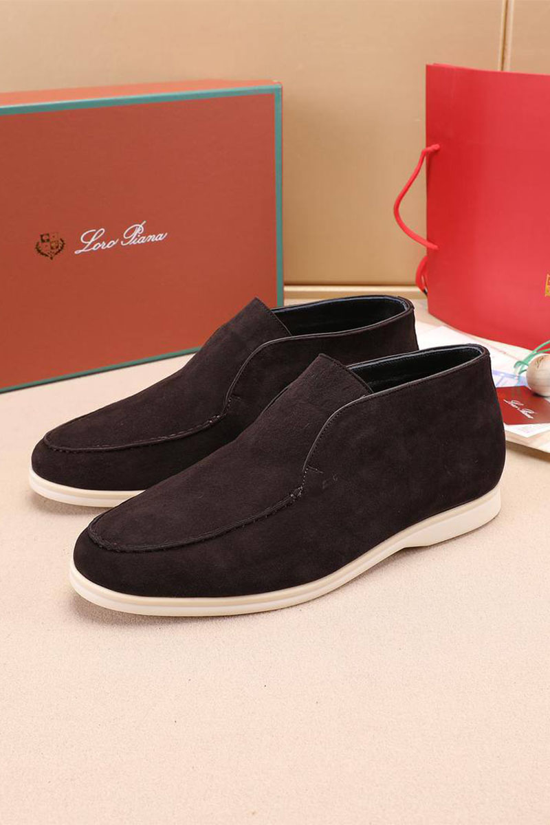 Loro Piana Замшевые лоферы с мехом Open Walk - Brown