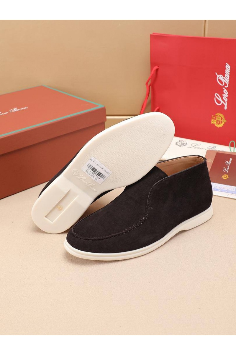 Loro Piana Замшевые лоферы с меховой стелькой Open Walk - Brown