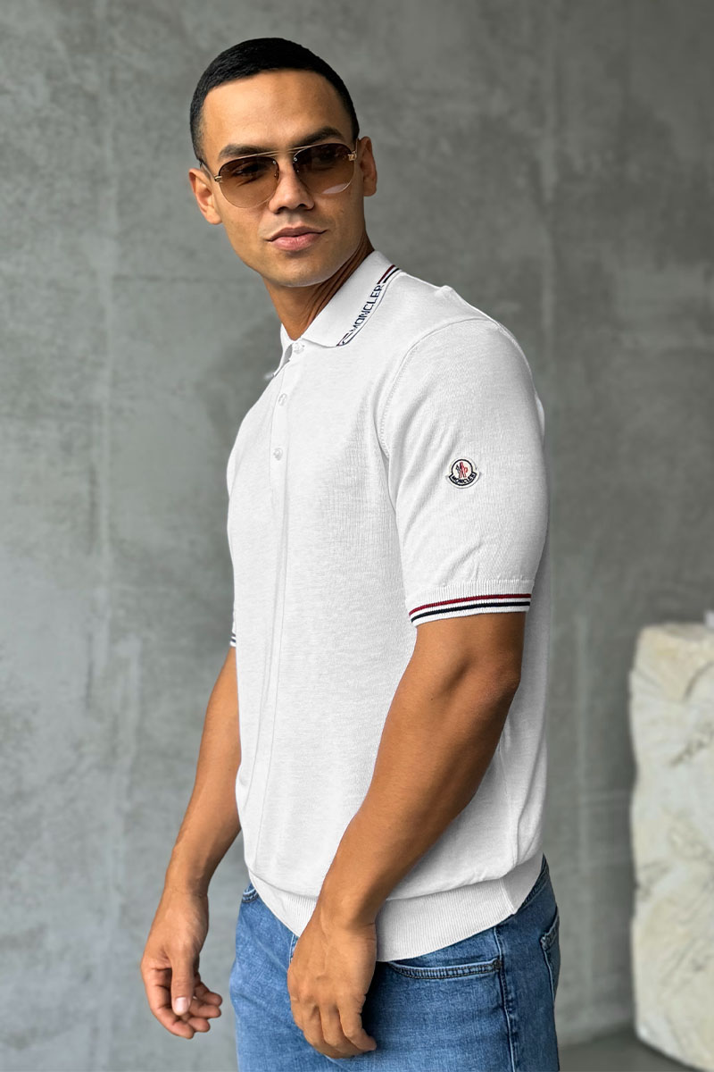 Moncler Мужское белое поло logo-patch