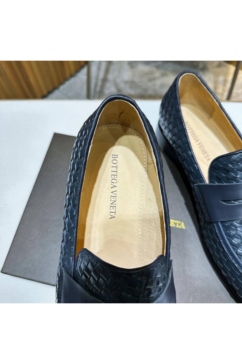 Bottega Veneta Мужские кожаные лоферы Intrecciato - Navy