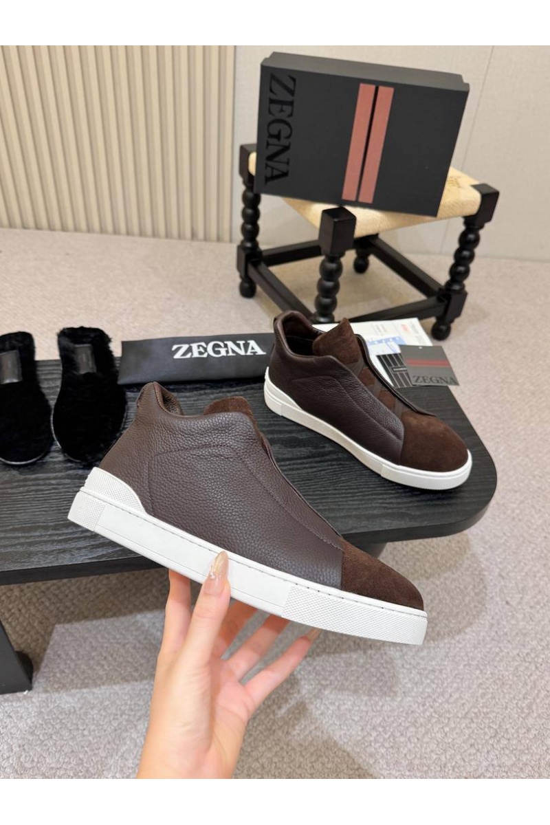 Zegna Кроссовки с мехом Triple Stitch high-top