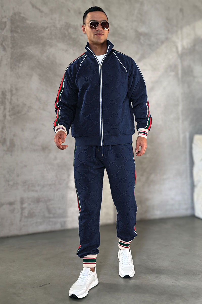 Gucci Тёмно-синий спортивный костюм GG jacquard