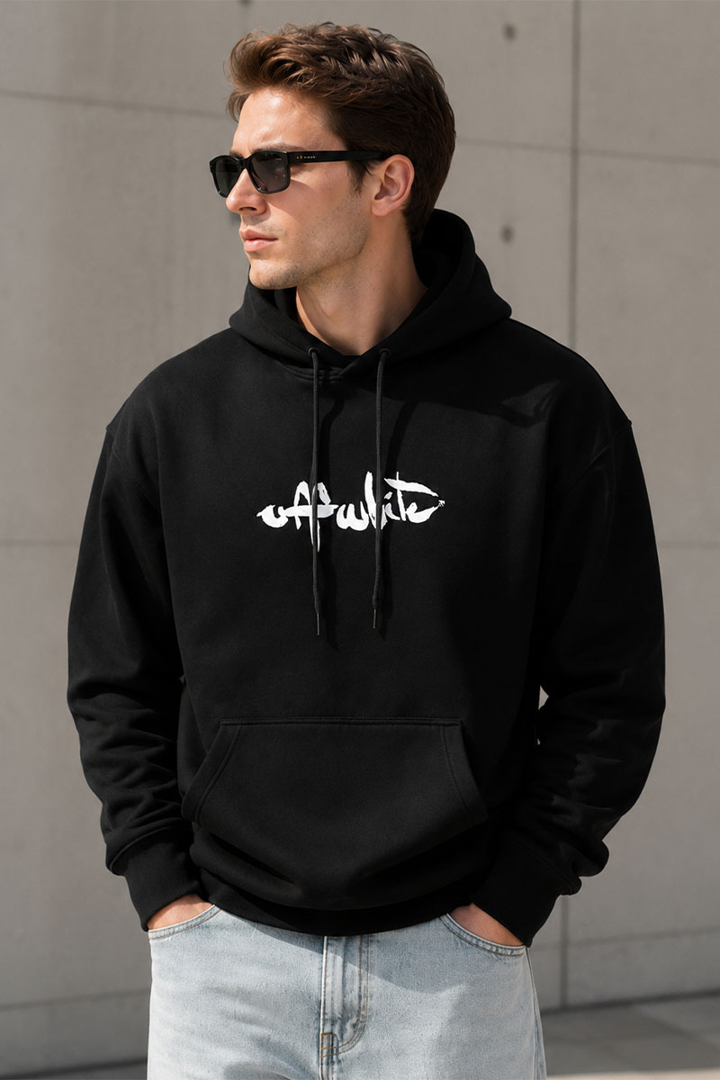 Off-White Худи чёрного цвета "Arrow" logo-print