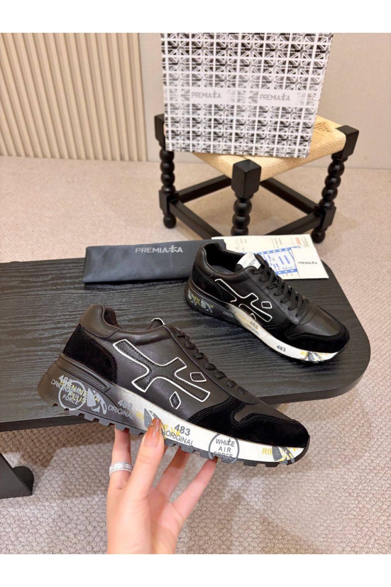 Premiata Чёрные кожаные кроссовки Mick