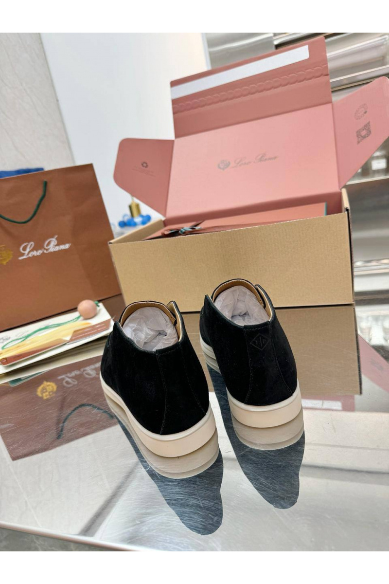 Loro Piana Женские замшевые лоферы premium - Black